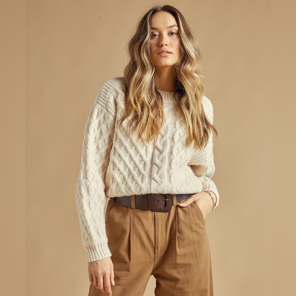 🦌Gentle Fawn🦌 Cropped Cableknit Pullover / Size L
